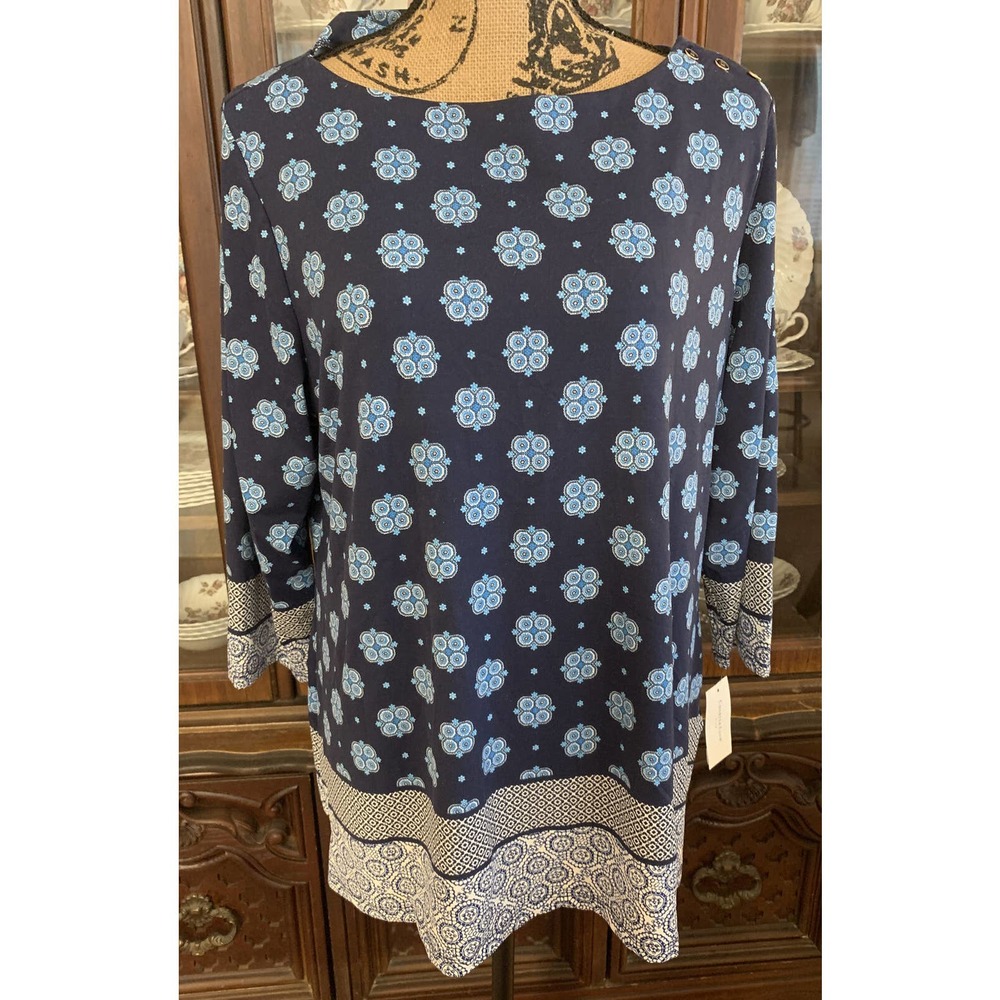 Charter Club Womens 0X Blouse Geometric Print